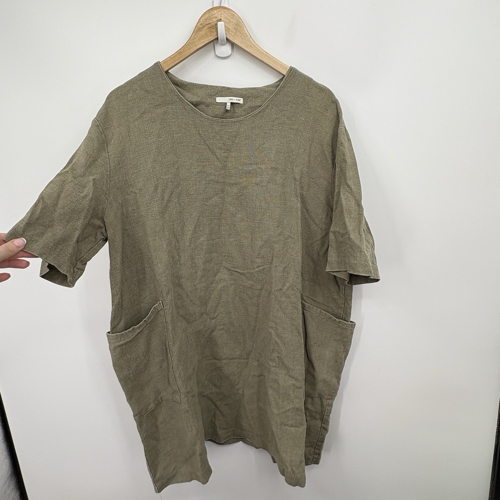 Oak Fort Linen Kaftan Dress Women One Size Lagenlook Oversized Scandi Minimalist - Picture 4 of 9